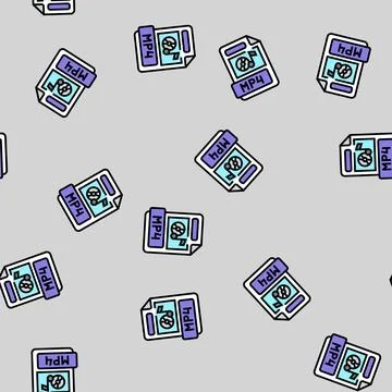 Mp4 file format document vector seamless pattern Illustrazione stock