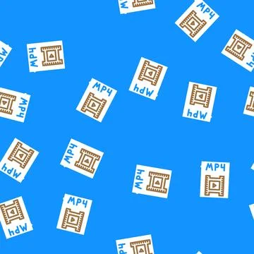 Mp4 file format document vector seamless pattern Stock Illustration