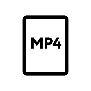 MP4 file icon line isolated on white background. Black flat thin icon on mo.. Stock Illustration