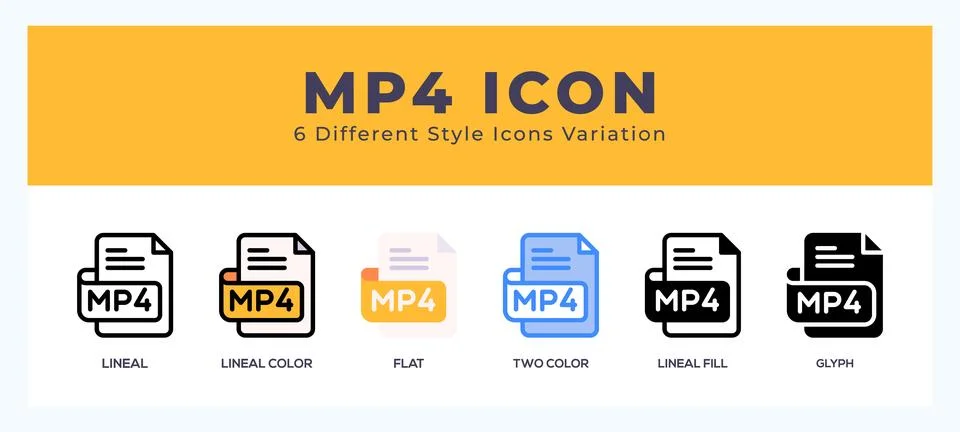 Mp4 file icon set. Design elements for logo Illustrazione stock