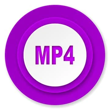 Mp4 icon, violet button. Stock Illustration