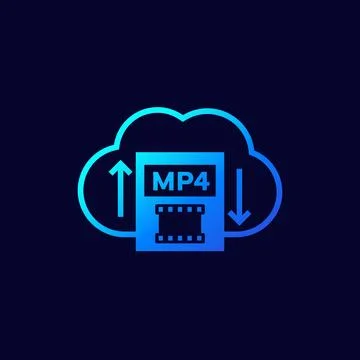 Mp4 upload to cloud vector icon for web and apps Stock Illustration