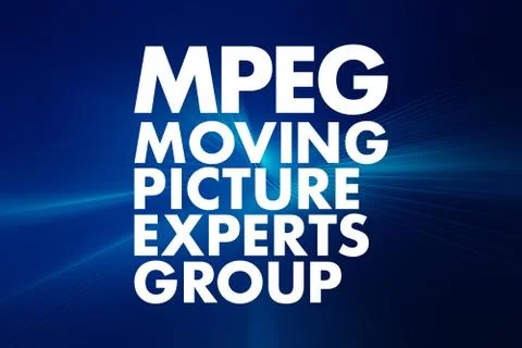 MPEG - Moving Picture Experts Group acronym, technology concept background Stock Illustration