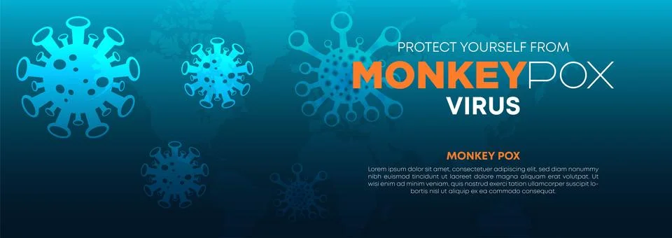 Mpox virus outbreak pandemic banner. Monkeypox zoonotic diseases background Stock Illustration