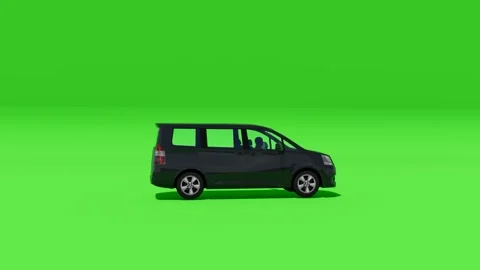 MPV Black Urban Van Rendered on Green Background Stock Footage 312973005