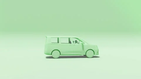 MPV Green Urban Van on Soft Green Studio Background Stock Footage 312973010
