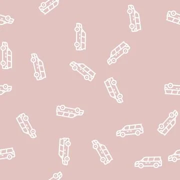Mpv minivan transport line vector seamless pattern 스톡 일러스트