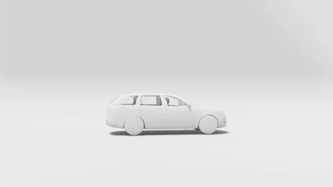 MPV White 3D Vehicle Rendered on Minimal Background Stock Footage 312973012