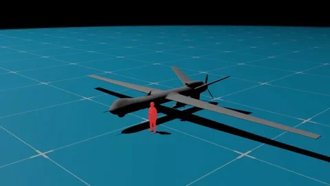 MQ-9 Reaper Drone – 3D Size Comparison with Human 動画素材 339366190