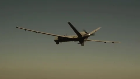MQ-9 Reaper offensive strike unmanned aerial vehicle Stock Footage 113296186