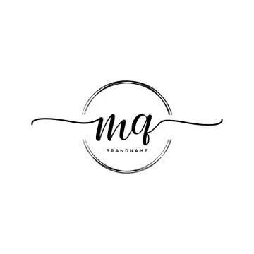 MQ Initial handwriting logo with circle template vector Stock Illustration