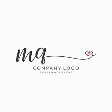 MQ Initial handwriting logo design Stock Illustration