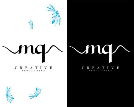 Mq, qm handwriting script font letter logo design template vector Illustrazione stock