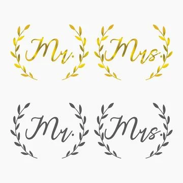 Mr and Mrs Wedding Cuttable Design Vector Stock Illustration