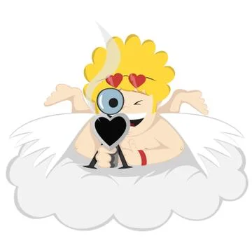 Mr. Crazy Cupid is aiming! Hands up! Stock Illustration