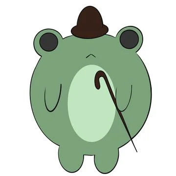Mr frog stands in a hat with a cane like a gentleman Stock Illustration