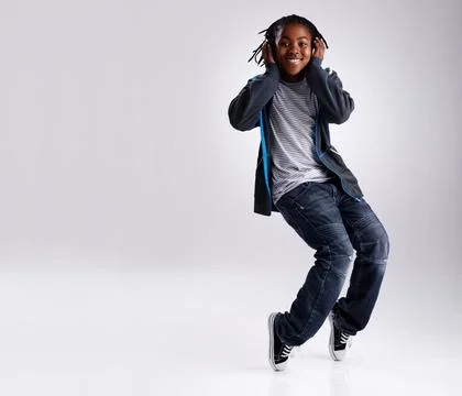 Mr. Hip Hop. A young boy hip-hop dancing in the studio. Stock Photos