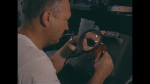 Mr. Hraske working with blood sample in Microbio Laboratory- 1969 Stock Footage 104331277