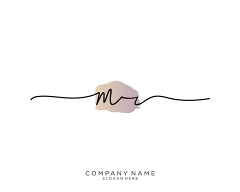 MR Initial handwriting logo design Stock Illustration