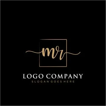 MR Initial handwriting logo with rectangle template vector Stock Illustration