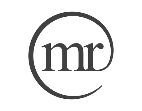 MR logo from two letter with circle shape email sign style. M and R round l.. Stock Illustration