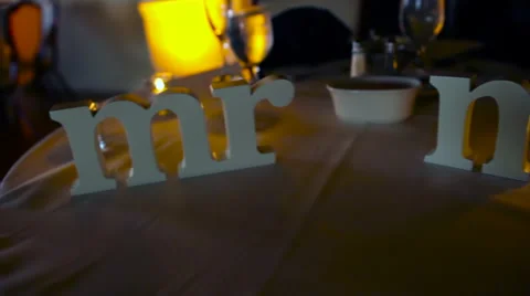 Mr &amp; Mrs Block Letters On a Table Stock Footage 61350197