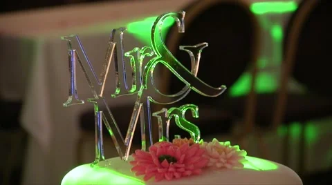 Mr. &amp; Mrs. Decoration with lights Stock Footage 56265565