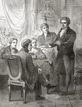 Mr O'Connell proposing the formation of the Catholic Association.  Daniel O'Conn Stock Illustration