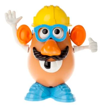 Mr. potato head - construction worker looking up Stock Photos