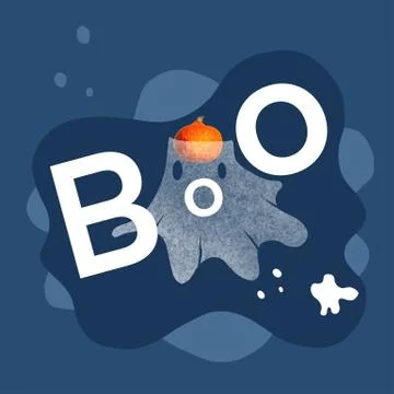 Mr. Pumpkin in a sheet dressed as a ghost. He's yelling boo. Halloween Concep Stockfoto's