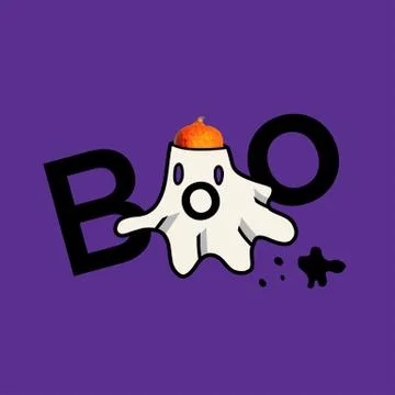 Mr. Pumpkin in a sheet dressed as a ghost. He's yelling boo. Halloween Concep Stockfoto's