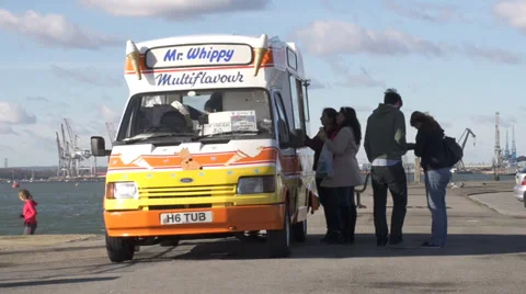 Mr whippy ice cream van people buying ice cream Video stock 37140207