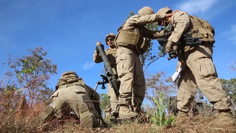 MRF-D Marines compete in Crew-served Weapons Competition - 2014 Stock Footage 101178186