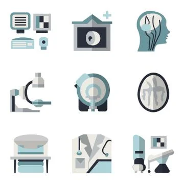 MRI blue and black flat icons Stock Illustration