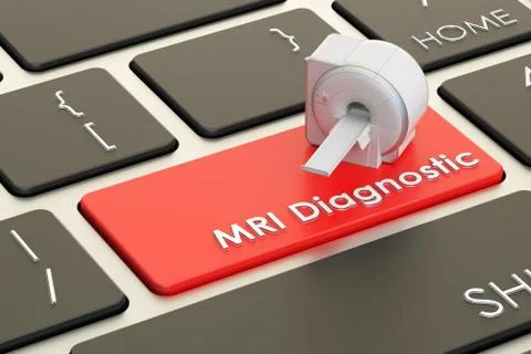 MRI diagnostic concept on keyboard button, 3D rendering Illustrazione stock