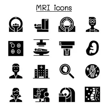 MRI diagnostic icon set vector illustration graphic design Stock Illustration