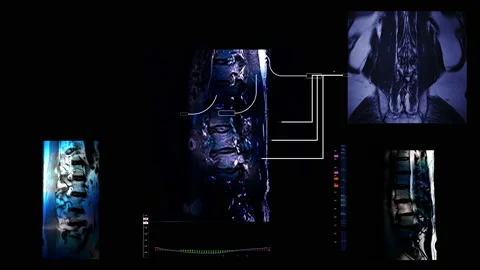 MRI Lumbar Back Bones Data Screen Video stock 229691336