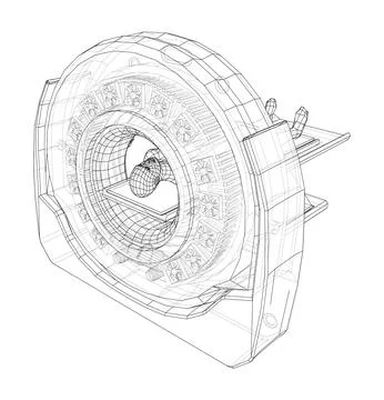MRI machine scanning patient inside. Vector Stock-Illustration