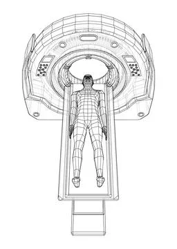MRI machine scanning patient inside Stock Illustration
