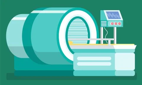 MRI Machine with Screen Showing Results Diagnosis Stock Illustration