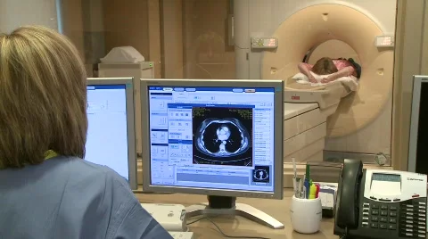 MRI scan and control room Stock Footage