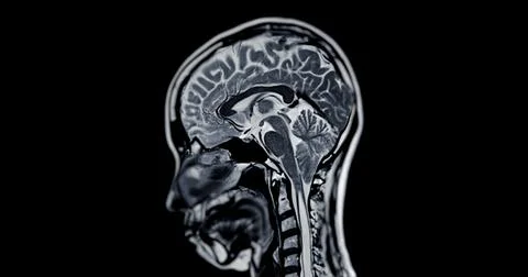 MRI scan of the  brain   for detect  Brain  diseases sush as stroke disease.. Stock Photos