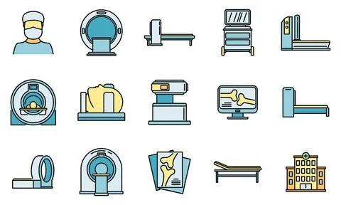 Mri scan icons set vector color line Stockillustratie