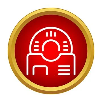 Mri scan machine vector icon in red circle Stock Illustration