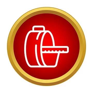Mri scanner imaging device on a red circle background Stock Illustration