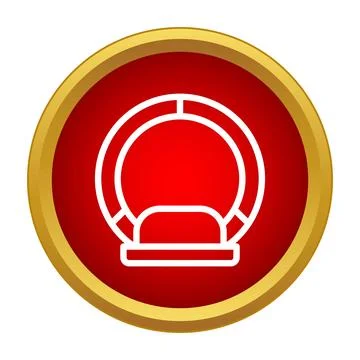 Mri scanner outline icon in red circle Stock Illustration