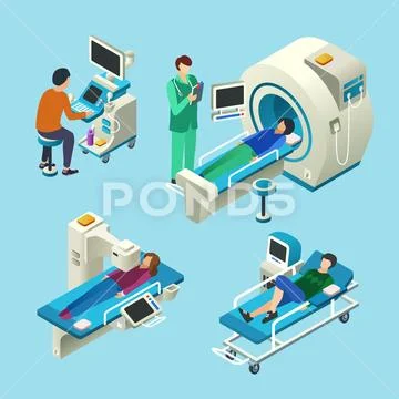 MRI scanner vector illustration isometric medical examination Stock Illustration