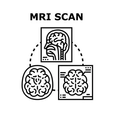 Mri scanning brain diagnostic procedure medical concept Stock Illustration