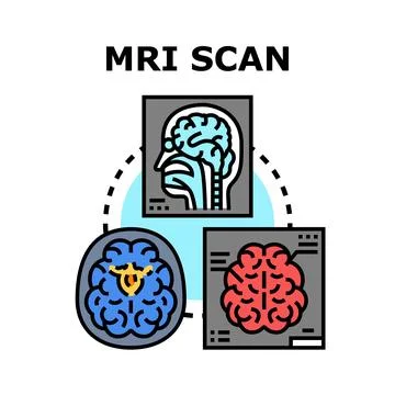 Mri scanning brain diagnostic procedure medical concept Stock Illustration