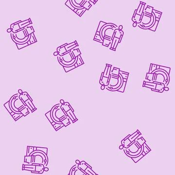 Mri technician machine line seamless pattern Stock Illustration
